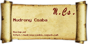Mudrony Csaba névjegykártya